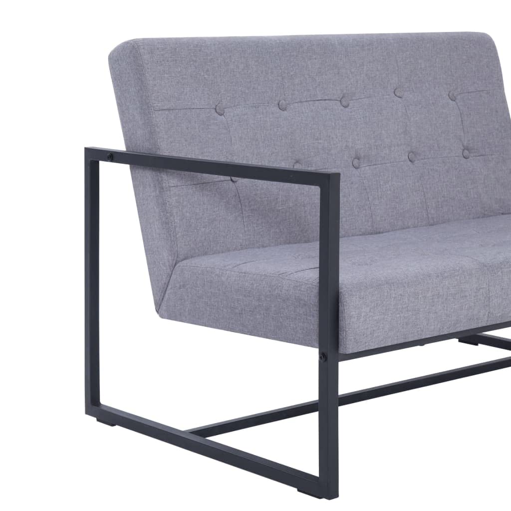 Light Gray Fabric Upholstered 2-Seater Loveseat with Armrests C892019