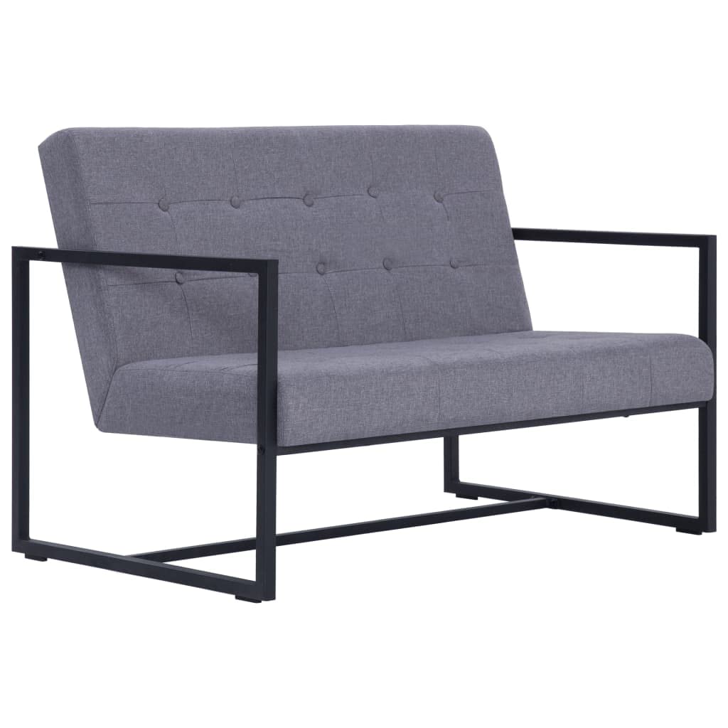 Light Gray Fabric Upholstered 2-Seater Loveseat with Armrests C892019