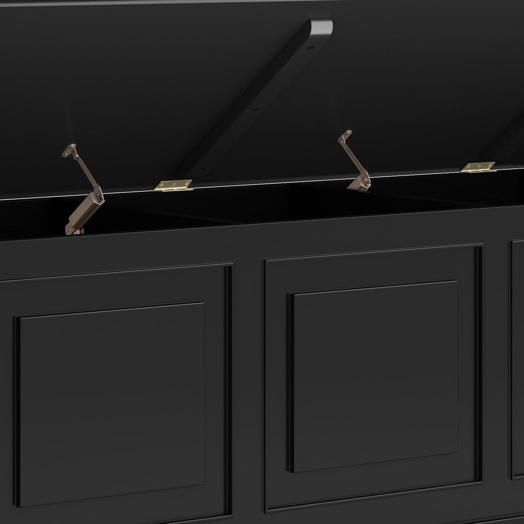 Black Solid Wood Trunk Bench Y4045