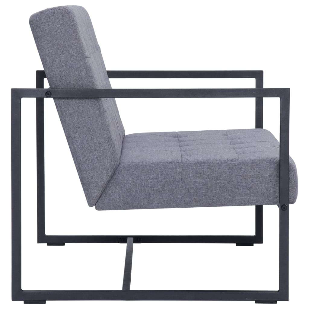 Light Gray Fabric Upholstered 2-Seater Loveseat with Armrests C892019