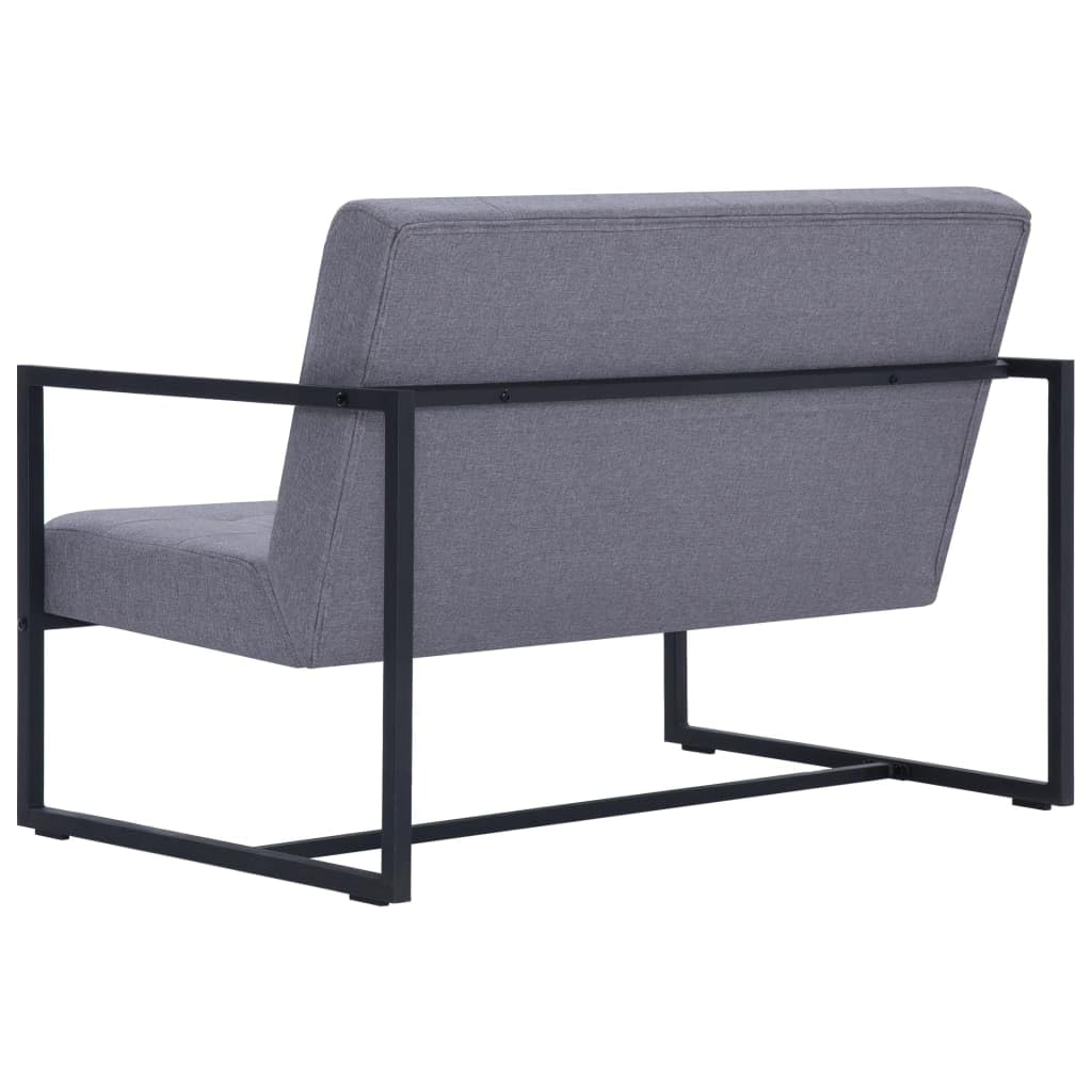 Light Gray Fabric Upholstered 2-Seater Loveseat with Armrests C892019