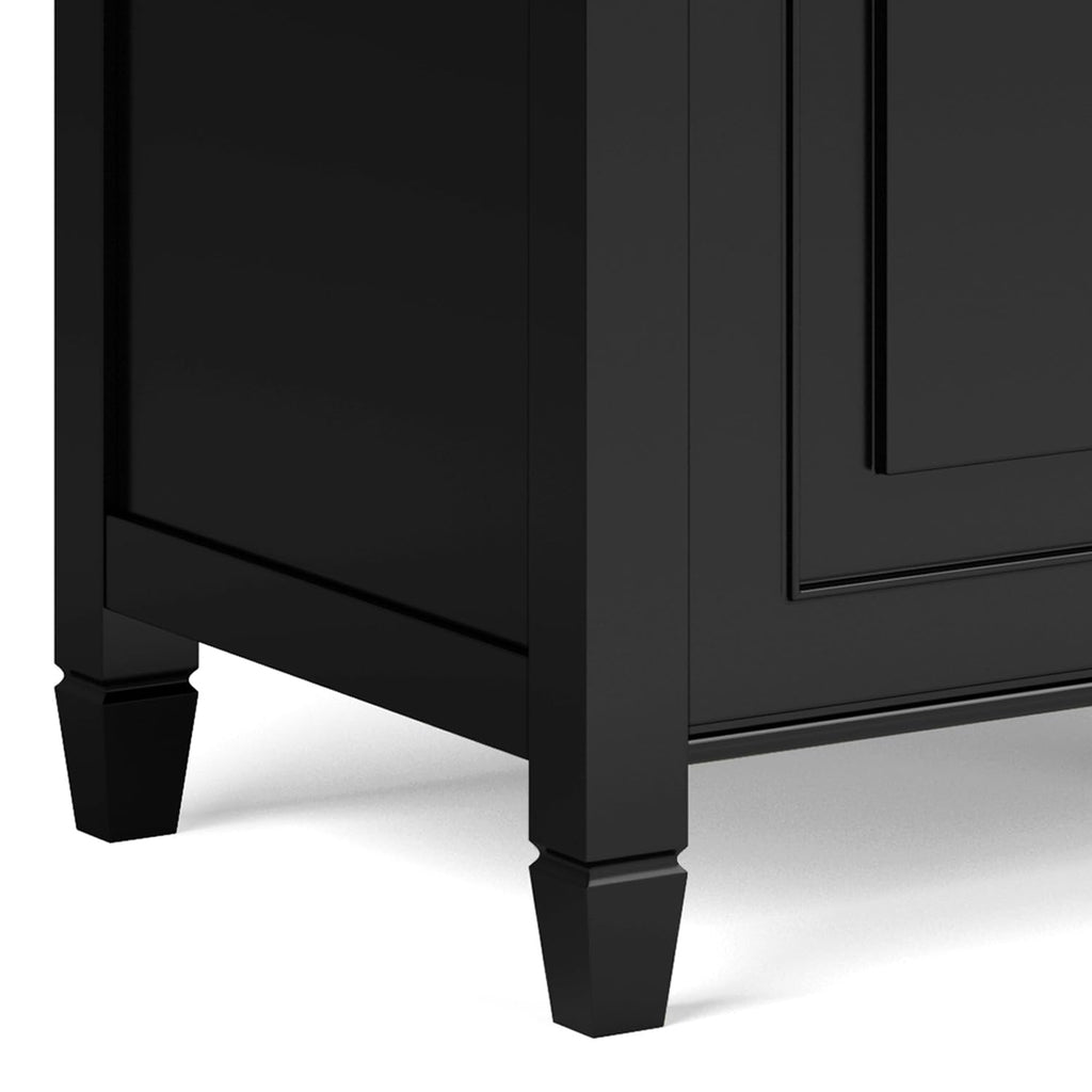 Black Solid Wood Trunk Bench Y4045