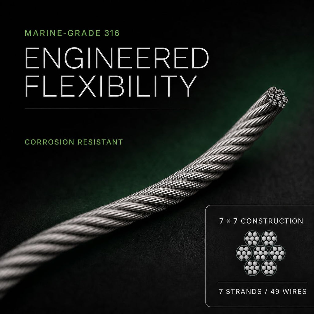T316 Stainless Steel Wire Rope 1/8" 100 ft O1259