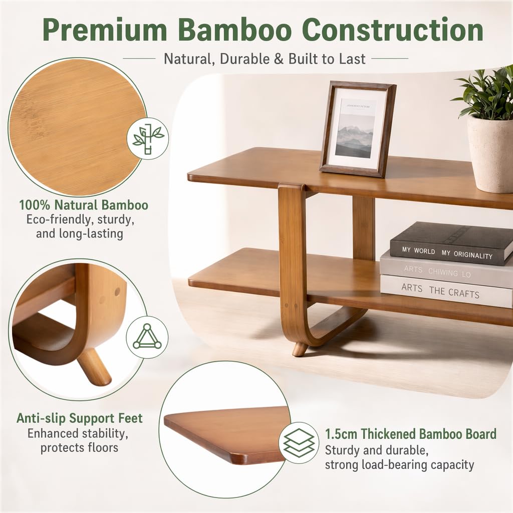 Bamboo TV Stand with Storage up to 65'' N3512