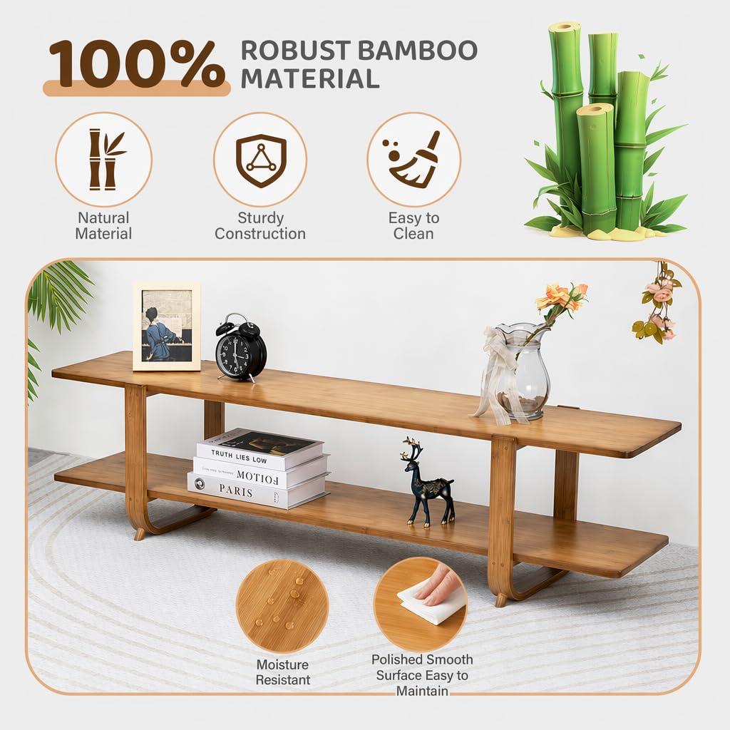 Bamboo TV Stand with Storage up to 65'' N3512