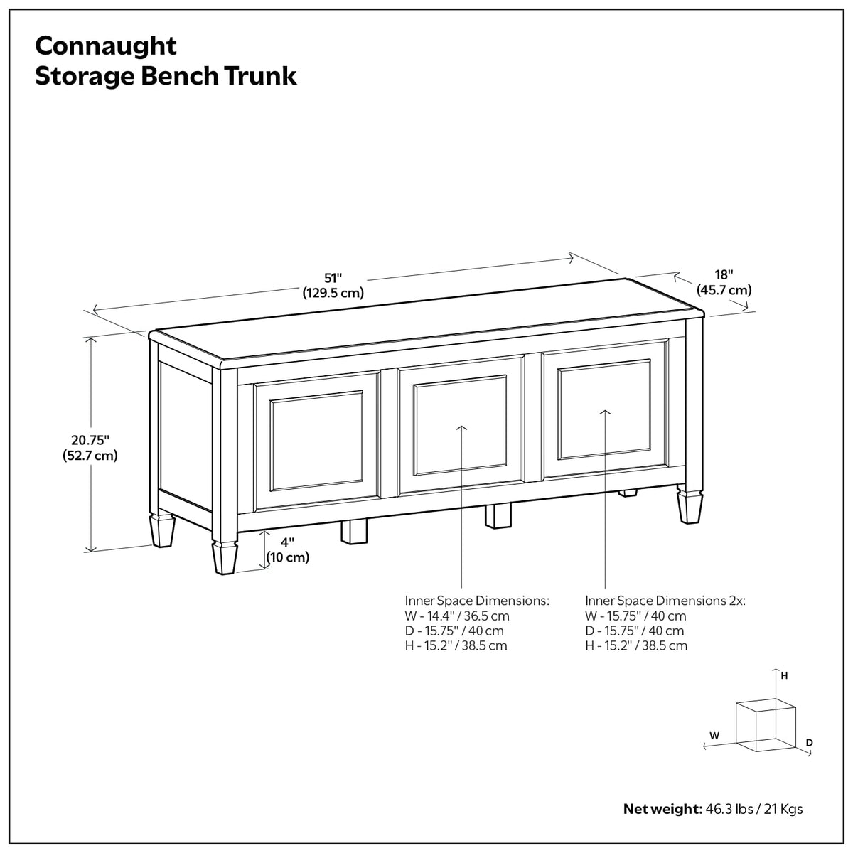Black Solid Wood Trunk Bench Y4045
