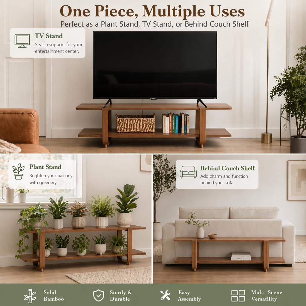 Bamboo TV Stand with Storage up to 65'' N3512