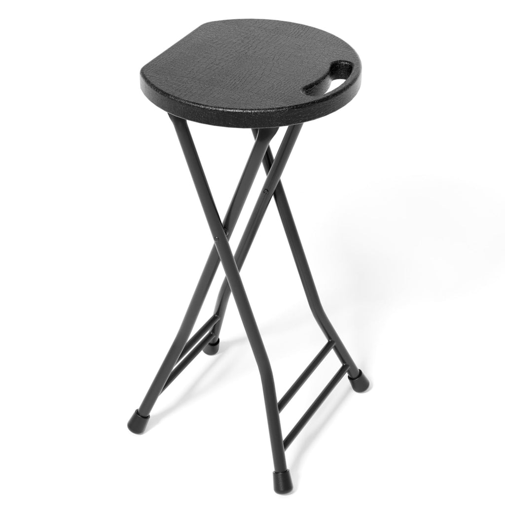 24 Inch Folding Stool 500LBS Capacity Portable Collapsible Stool Black G577862