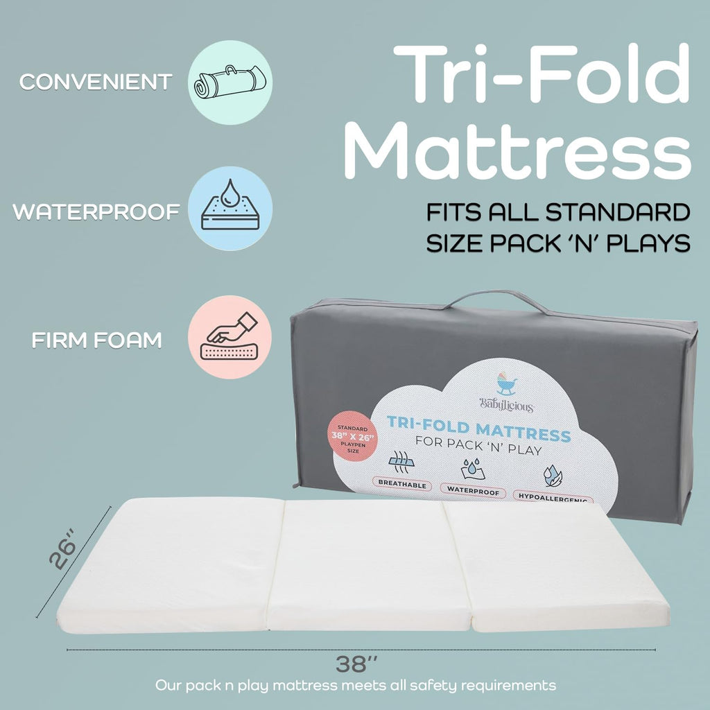 Pack and Play Mattress Topper 38" x 26" Trifold Foam K515