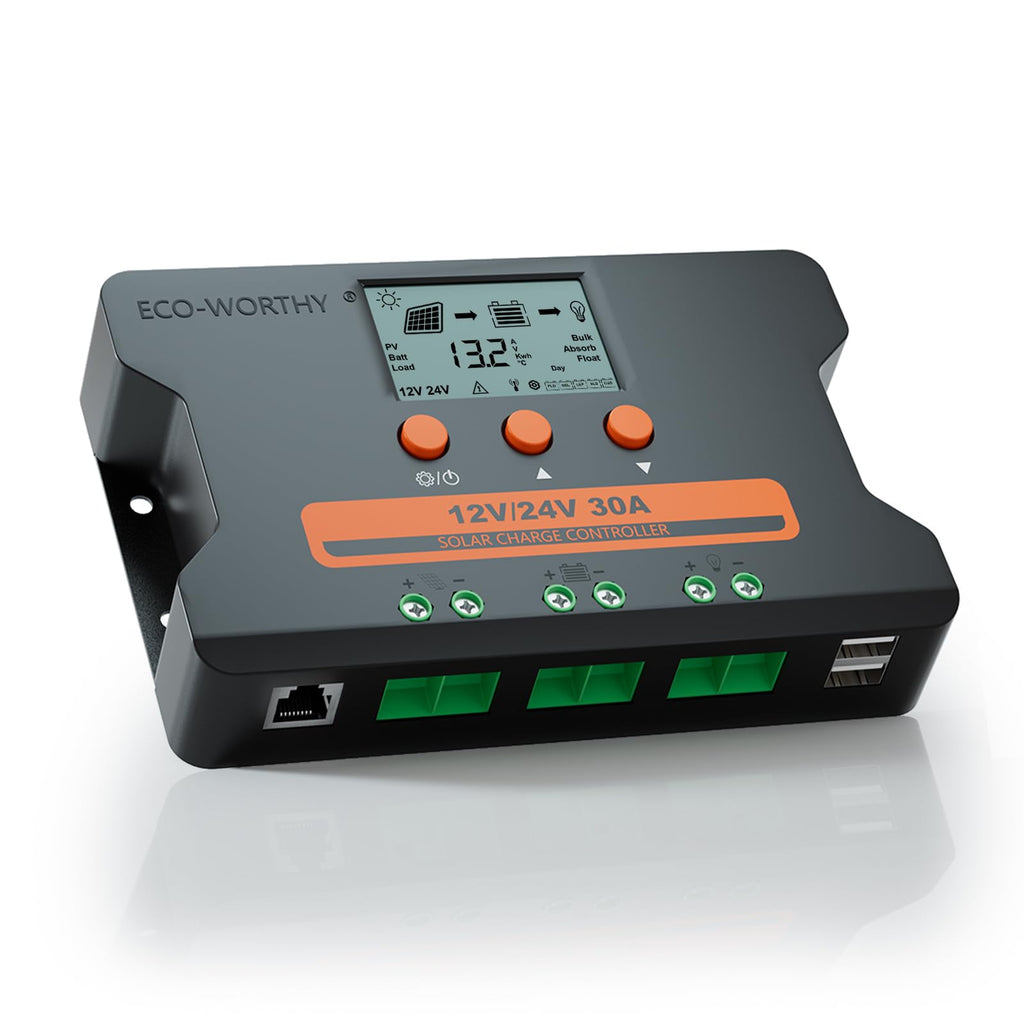 30A Solar Charge Controller Dual USB Port Auto 12V/24V PWM L41922