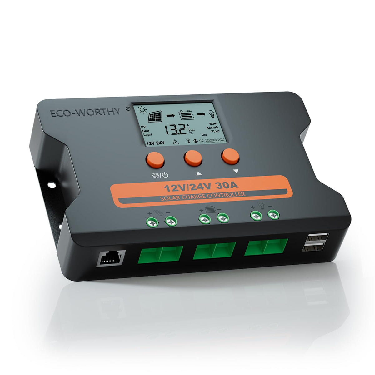 30A Solar Charge Controller Dual USB Port Auto 12V/24V PWM L41922