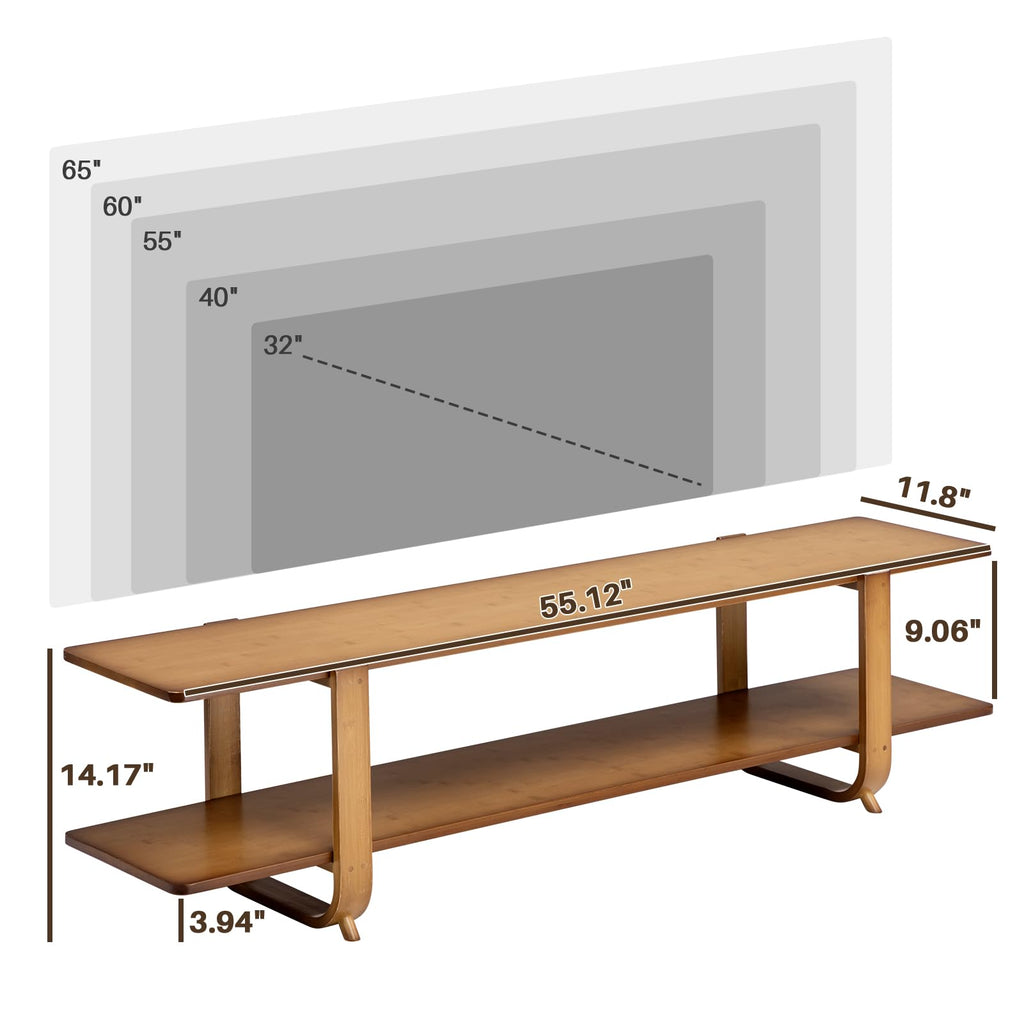 Bamboo TV Stand with Storage up to 65'' N3512