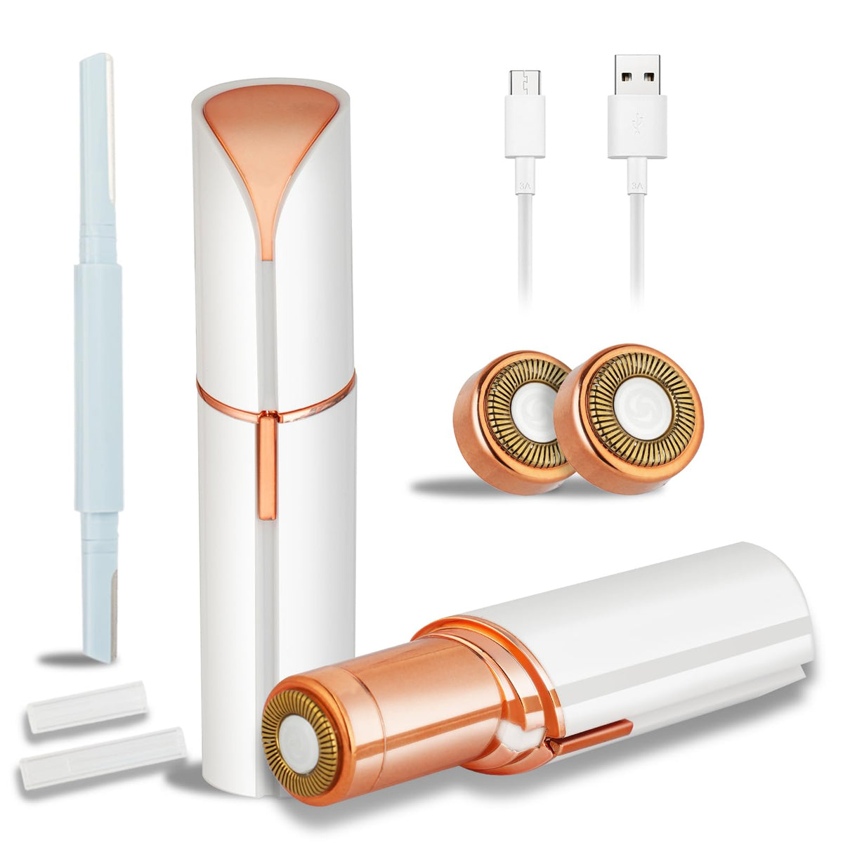 Electric Painless Facial Hair Removal Device with 2 Replacement Heads P6987