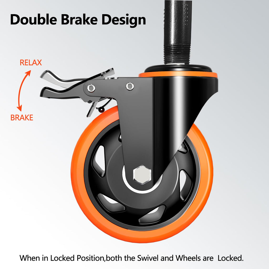 4 inch Threaded Stem Caster Wheels Set of 4 Heavy Duty Dual Locking O260238