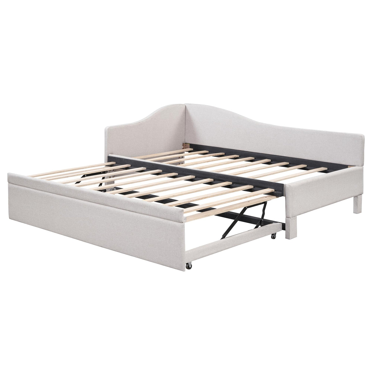 Twin Size Upholstered Linen Daybed with Pop up Trundle U70671
