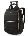 Black Rolling Puffer Backpack with Wheels S33155