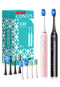 Electric Toothbrush 2PCS Black Pink E7416