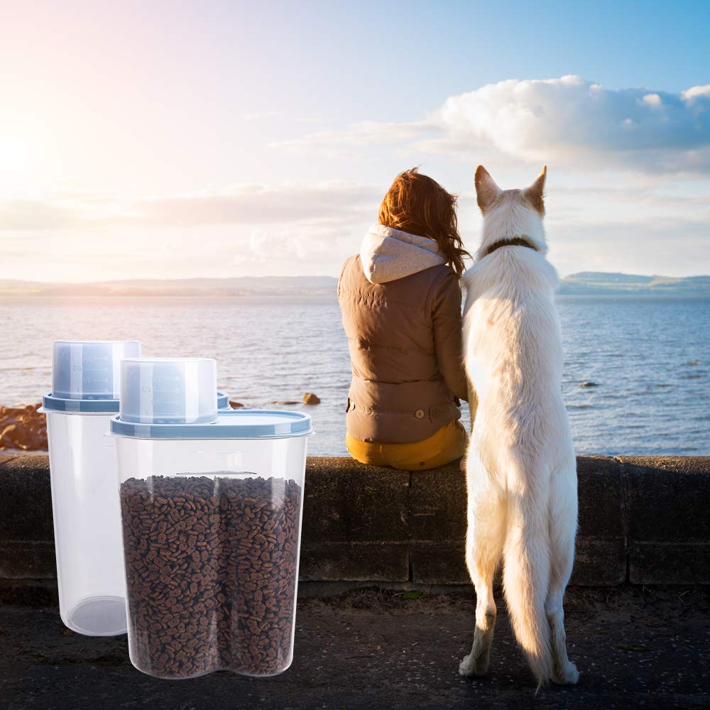 2 Pack 2lb/2.5L Pet Food Storage Container with Measuring Cup X93919
