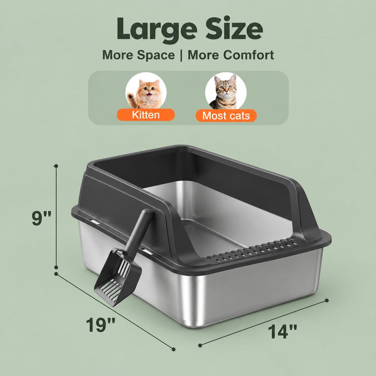 Stainless Steel High Sided Litter Box with Lid Z69047