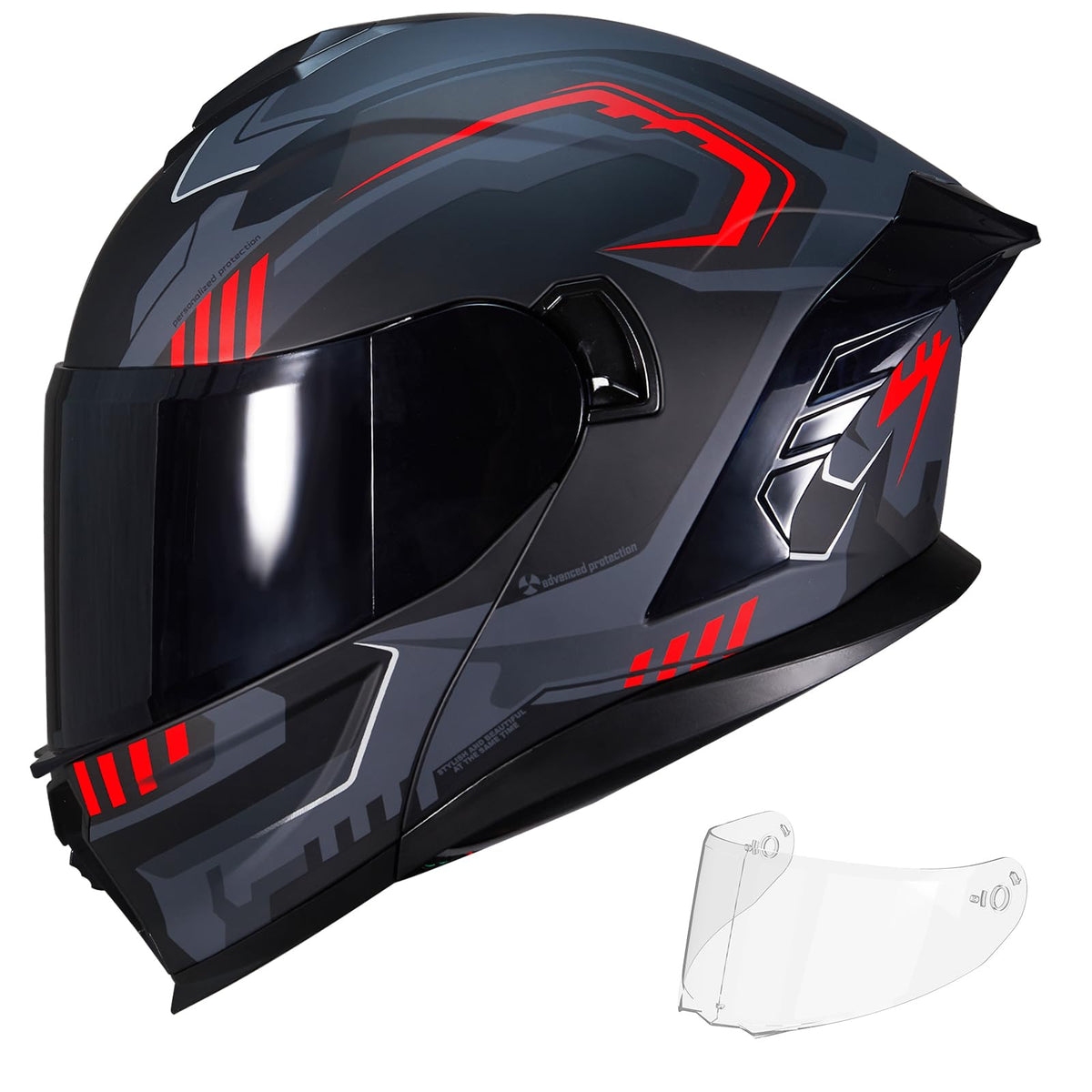 Dual Visor Flip up Modular Full Face Motorcycle Helmet F30363