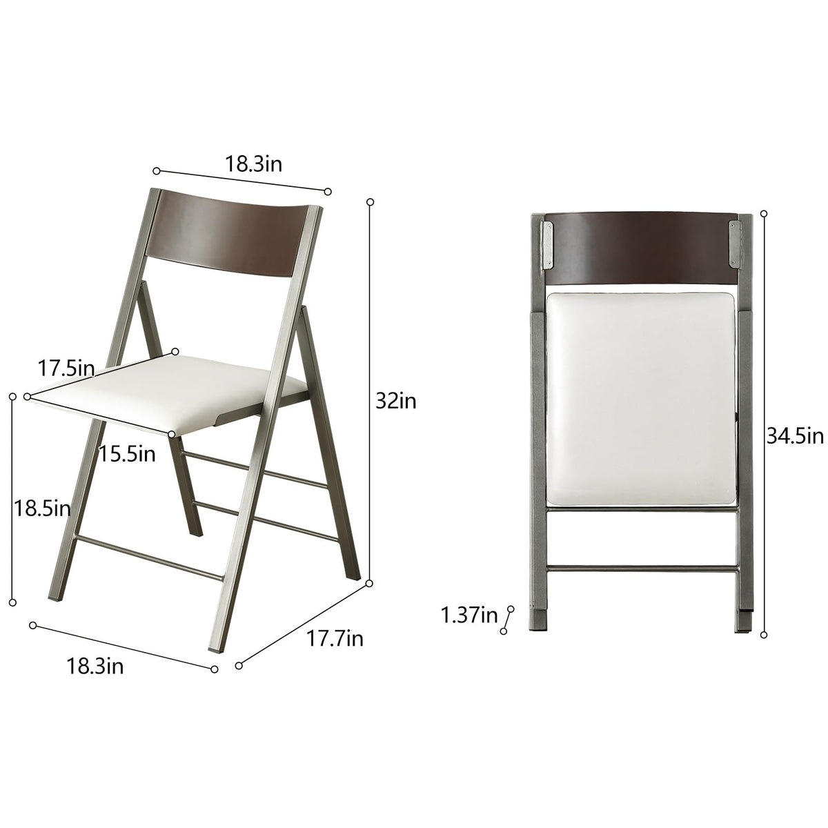 White 2 Pack Steel Frame Folding Chairs C2223
