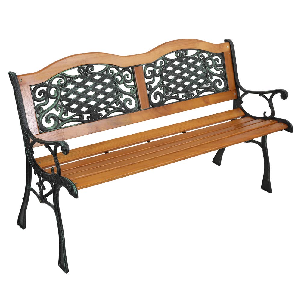 Cast Iron Teak Outdoor Bench 3-Seater Y2633
