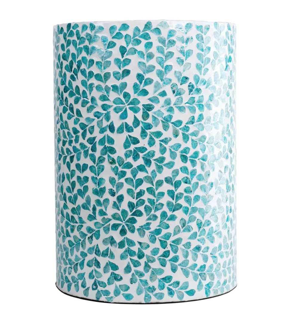 Mother of Pearl Inlaid Cylinder Drum End Table N869