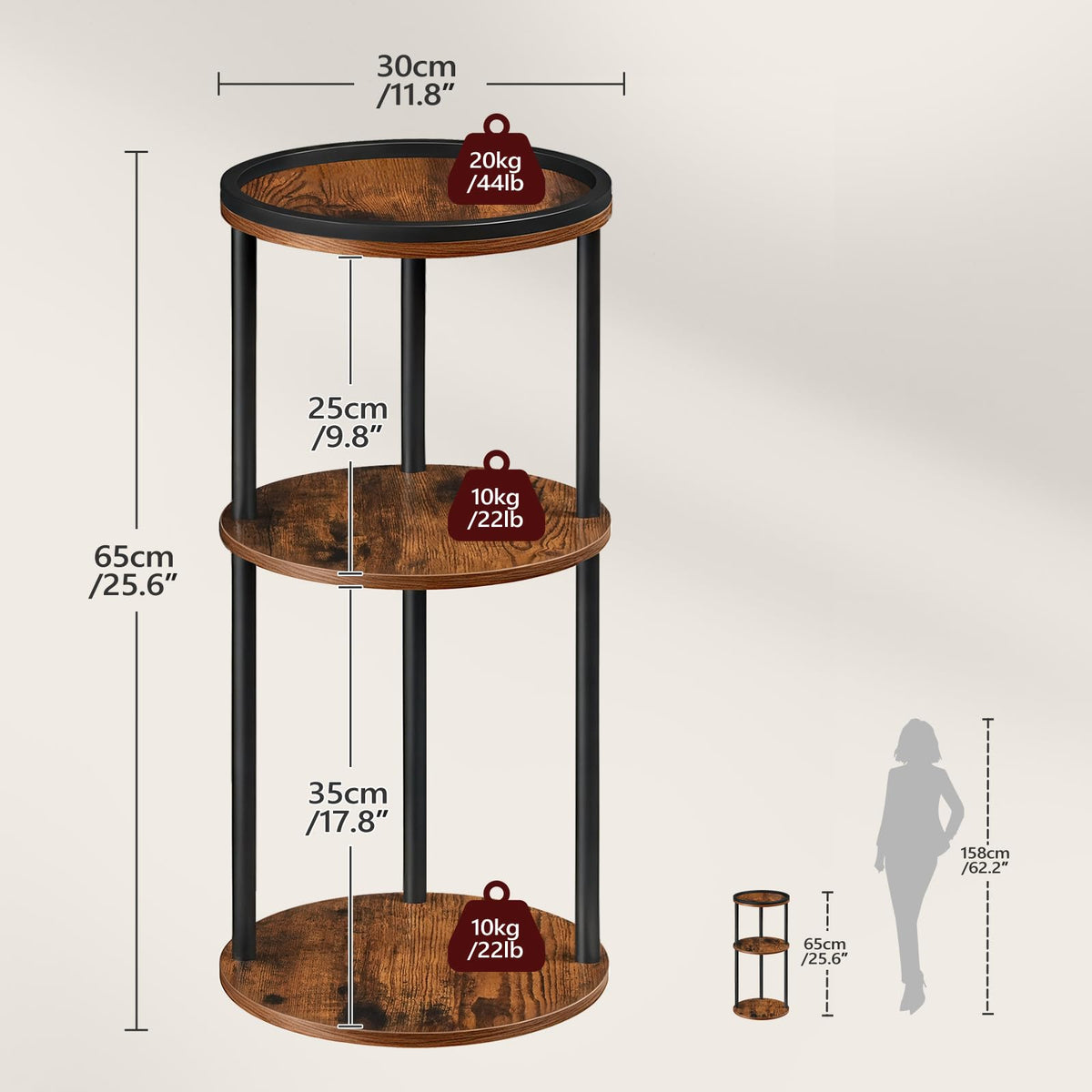 Small Round 3-Tier Side Table N942837