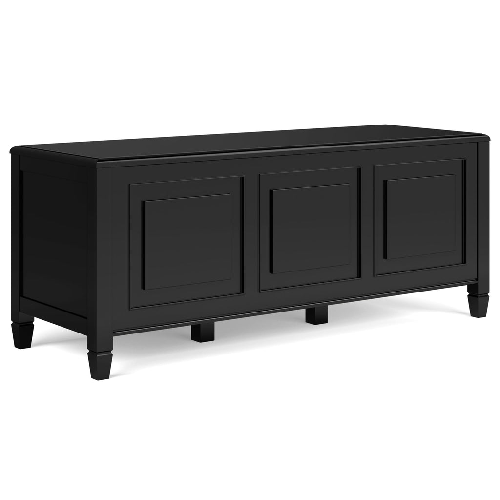 Black Solid Wood Trunk Bench Y4045