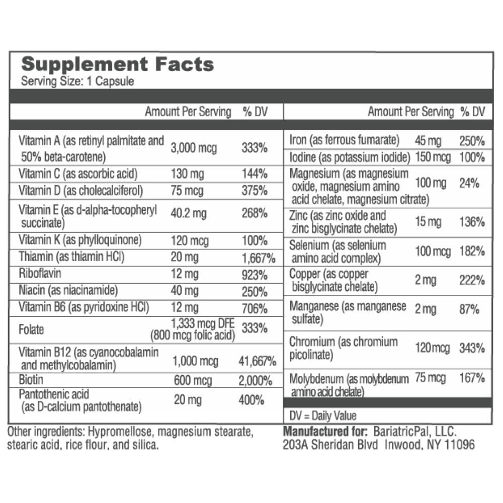 Bariatric Multivitamin 45mg Iron 30 Ct N5576