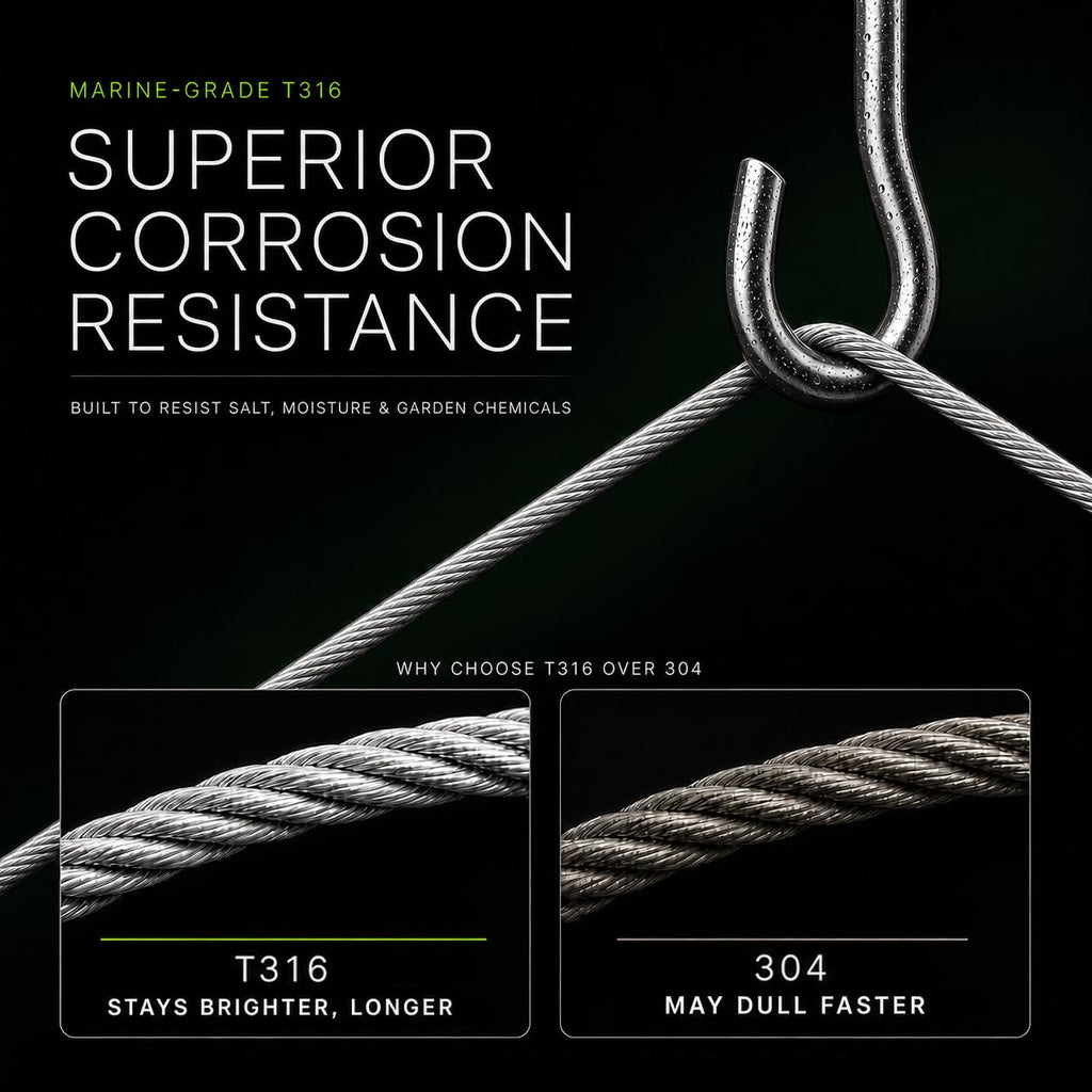 T316 Stainless Steel Wire Rope 1/8" 100 ft O1259