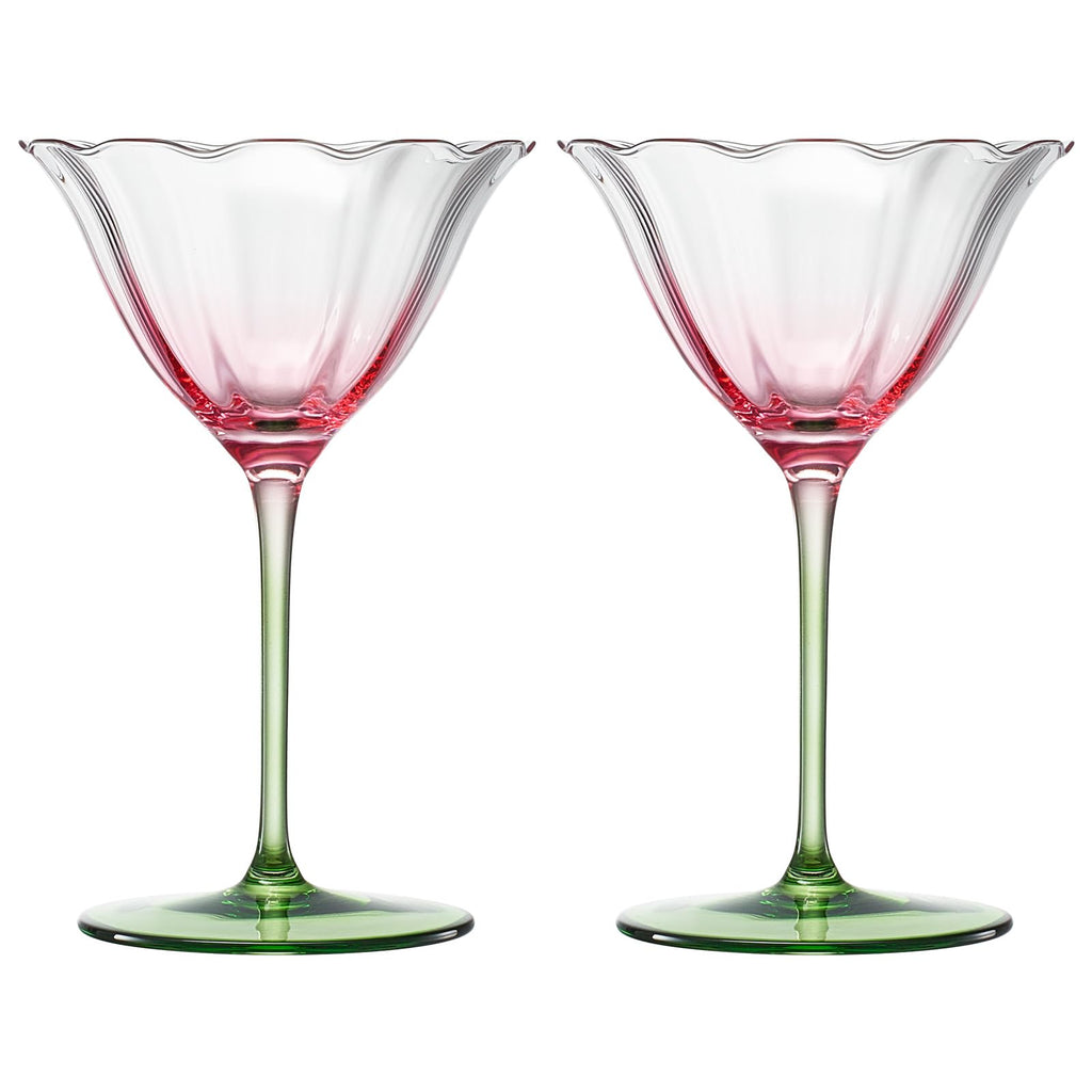 Pink Tulip Flower Cocktail Glasses 2 Set L892