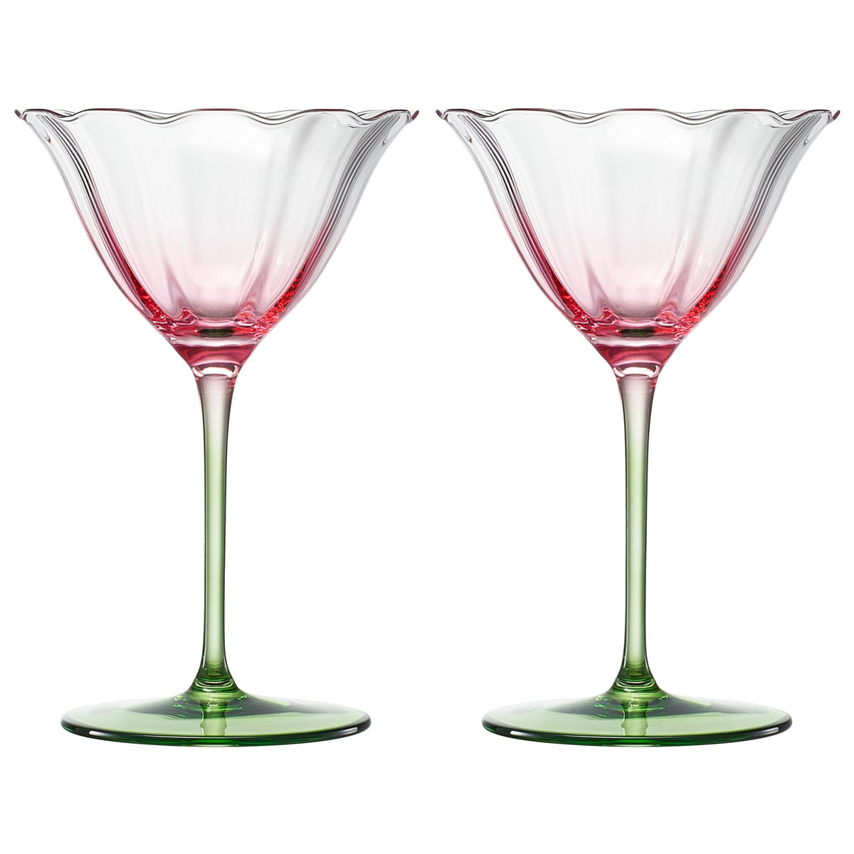 Pink Tulip Flower Cocktail Glasses 2 Set L892