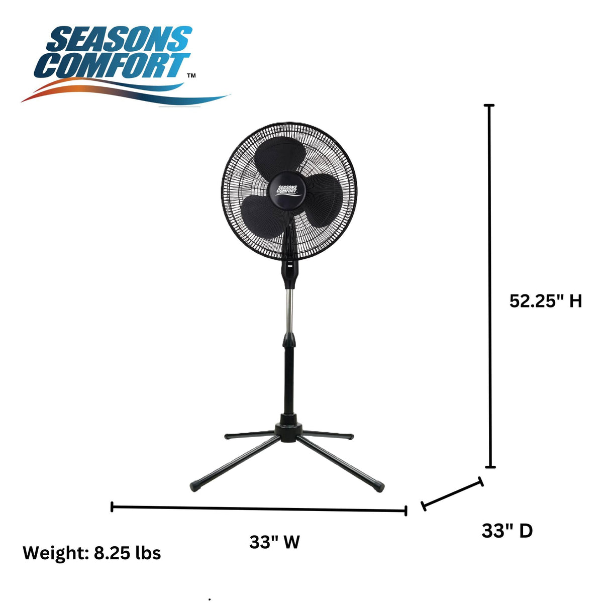 18" Oscillating Pedestal Fan, Adjustable Height, 3 Speed N5720