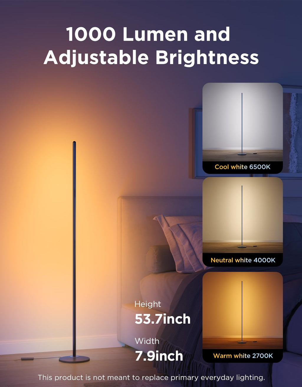 Black RGBIC LED Floor Lamp Q622