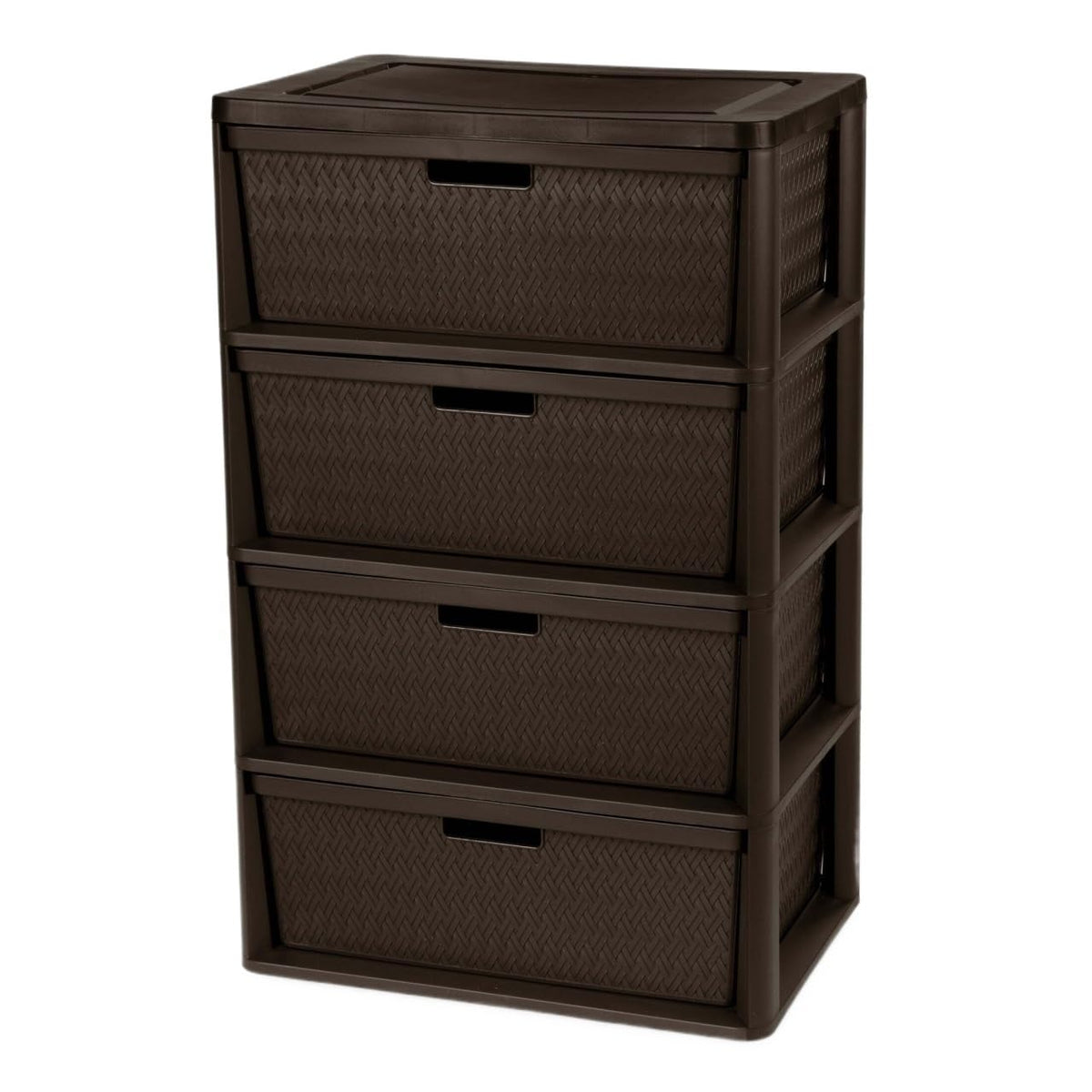 Brown 4 Drawer Plastic Storage Tower with Removable Bins K987