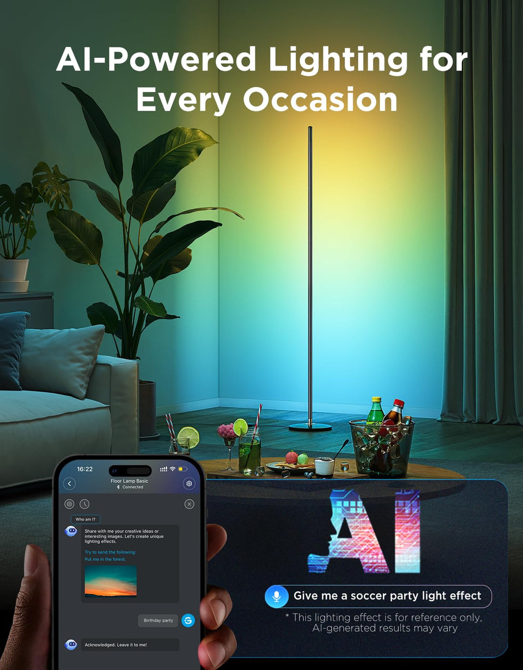 Black RGBIC LED Floor Lamp Q622