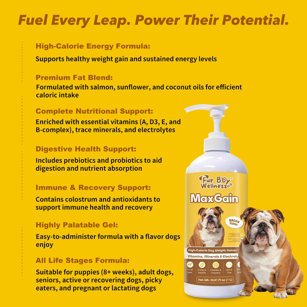 High-Calorie Dog Weight Gainer Gel with Salmon Oil, Probiotics, Vitamins & Electrolytes C4331