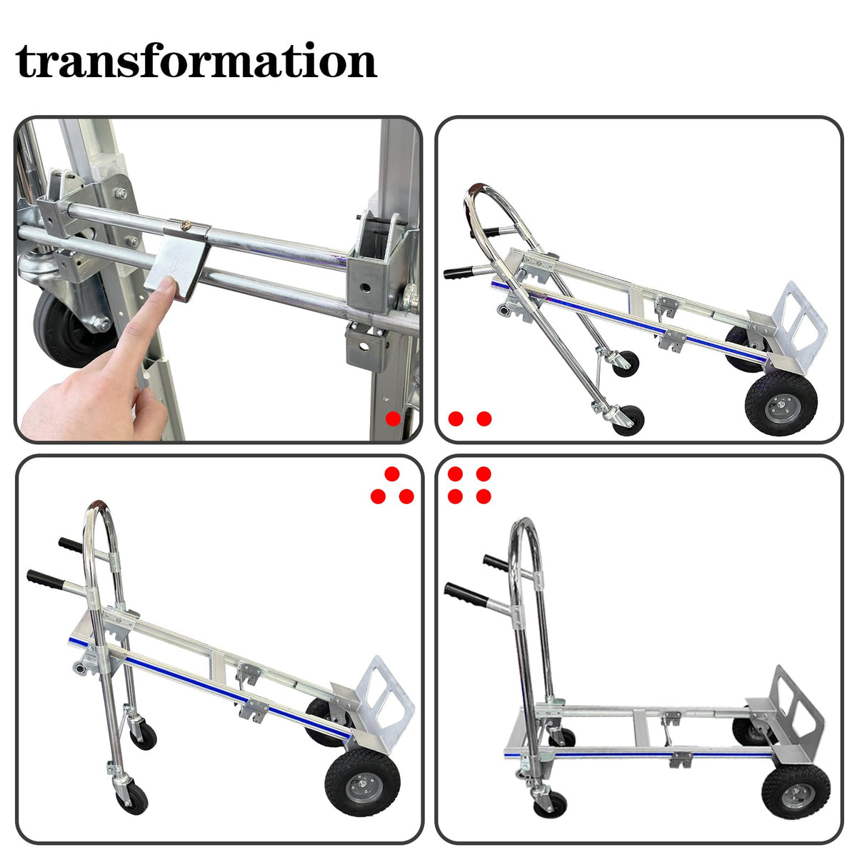 Convertible Hand Truck Dolly Cart with 4 Wheels 1000 Lbs M7415
