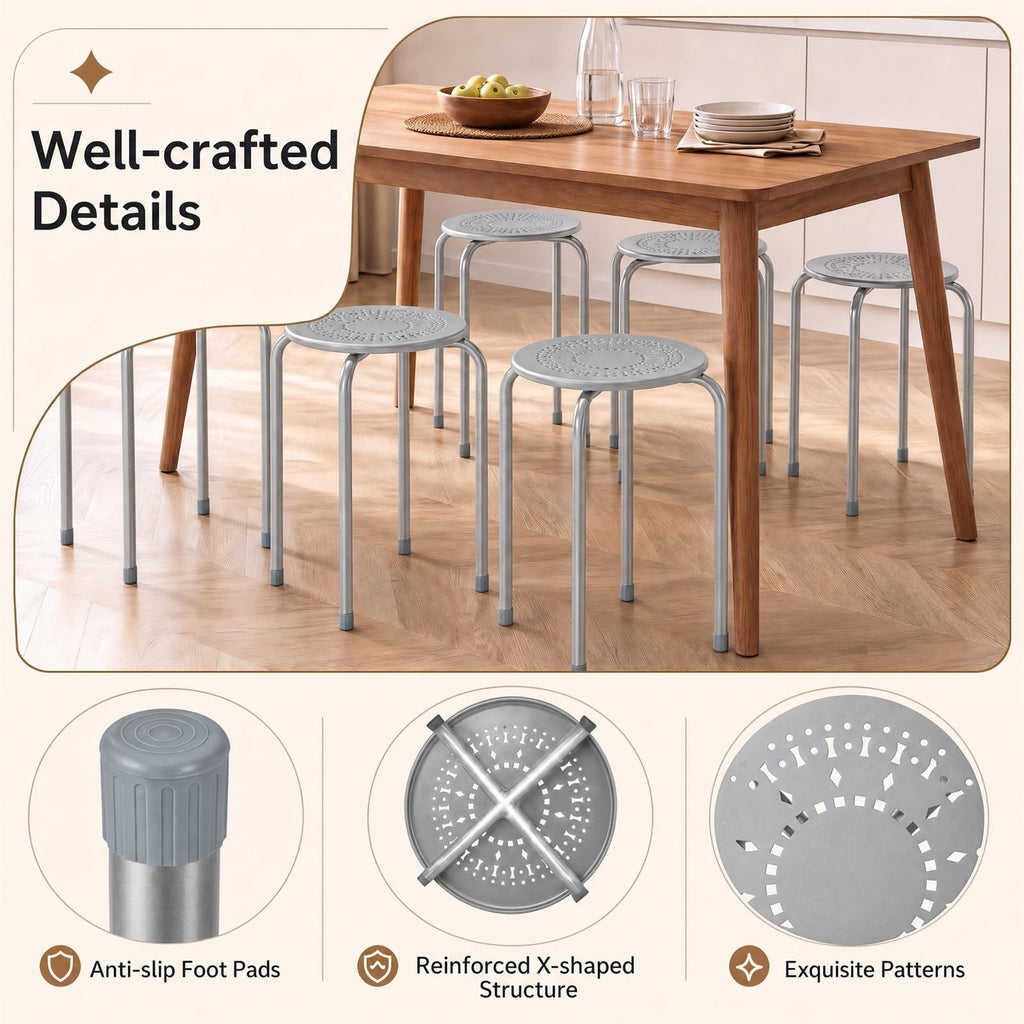 Grey Stackable School Stools 6-Pack V202