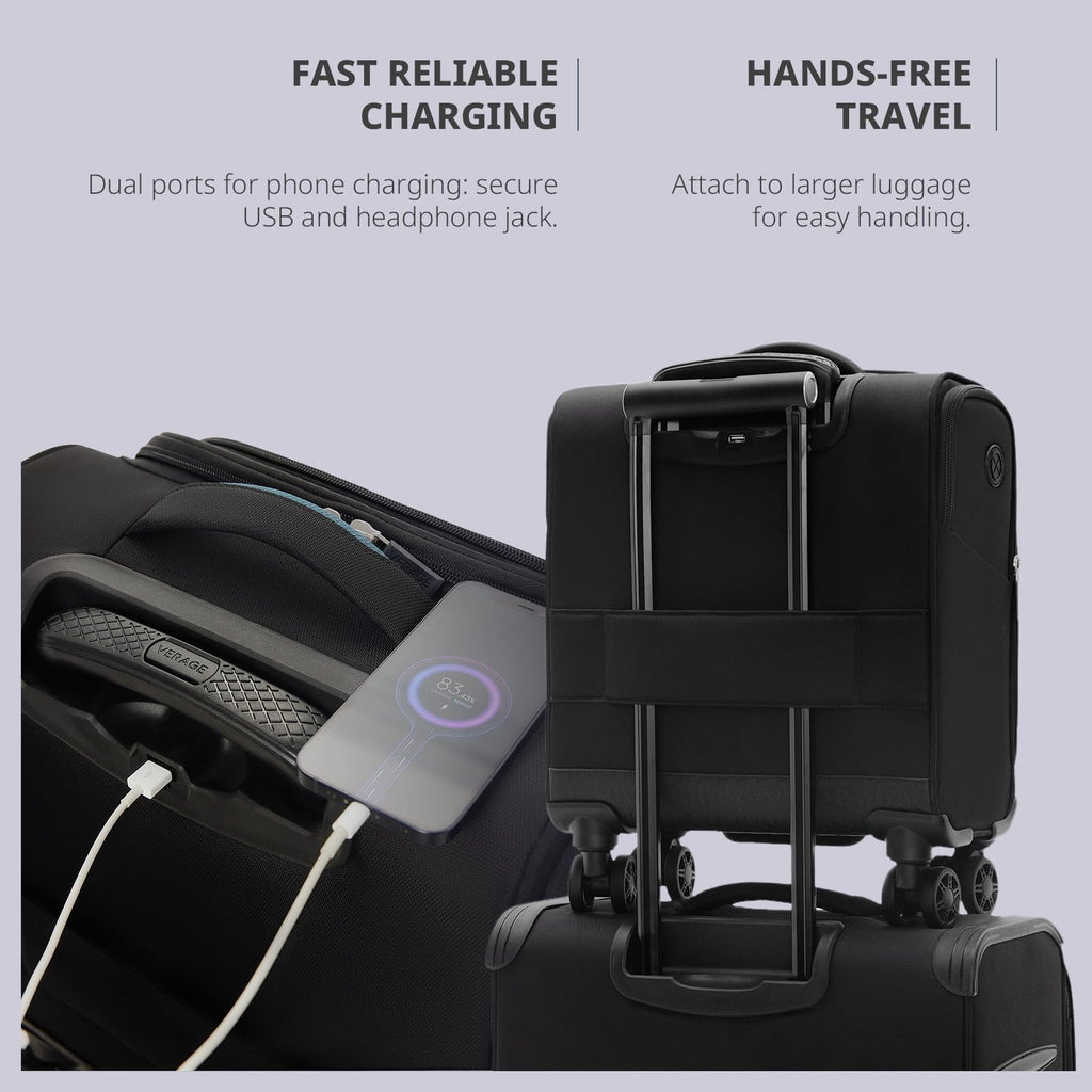 14-Inch Underseat Carry On Luggage with Spinner Wheels & USB Charging Port K92657