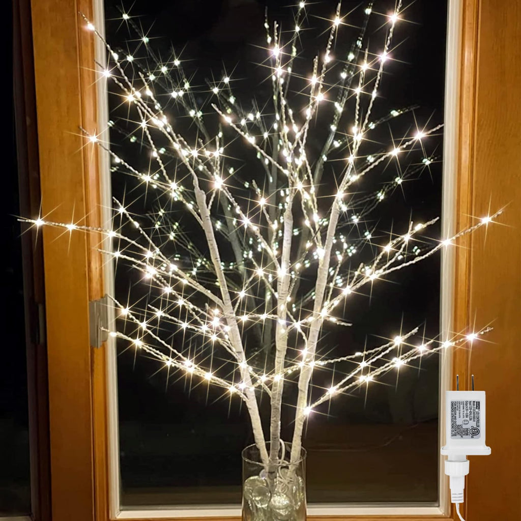 Lighted Birch White Tree Branches 33IN 180LED with Timer C626