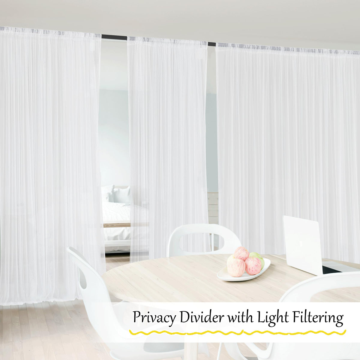 White 2 Panels Waterproof Mosquito Netting Curtains L4435