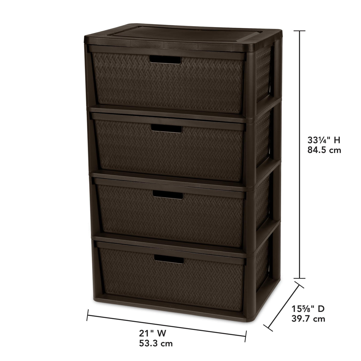 Brown 4 Drawer Plastic Storage Tower with Removable Bins K987