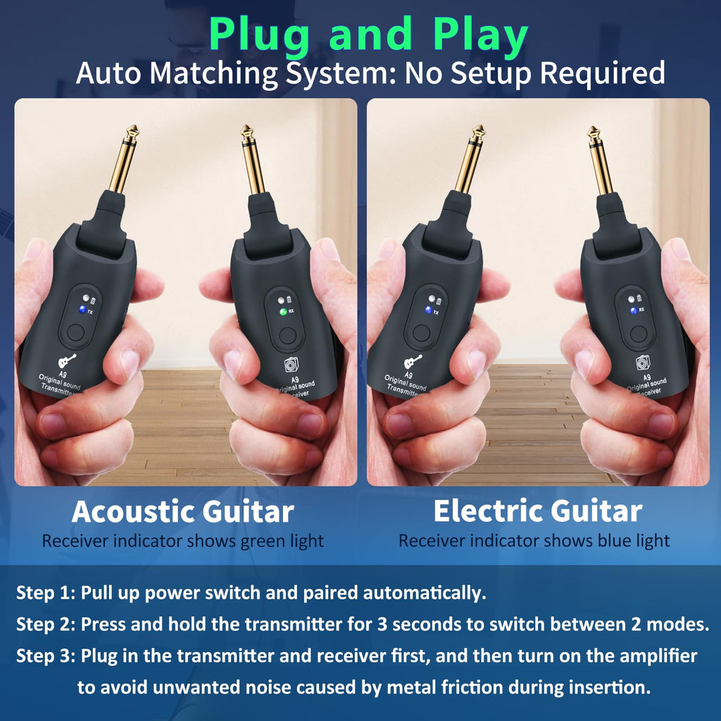 Wireless Guitar System 2.4GHz Transmitter and Receiver Black W41537