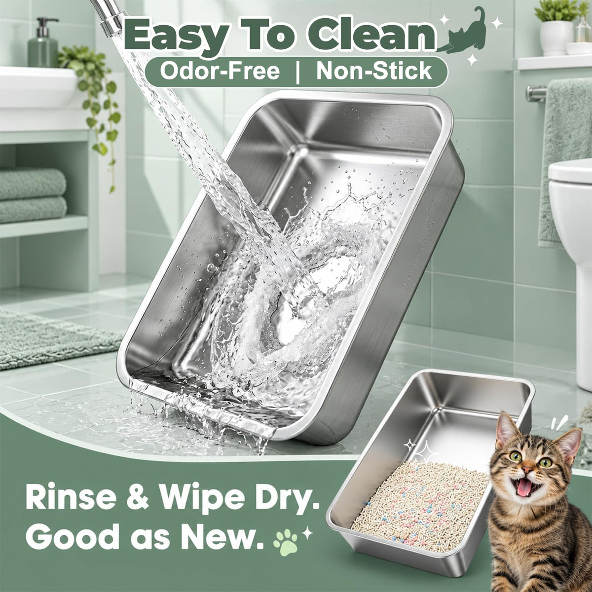 Stainless Steel High Sided Litter Box with Lid Z69047