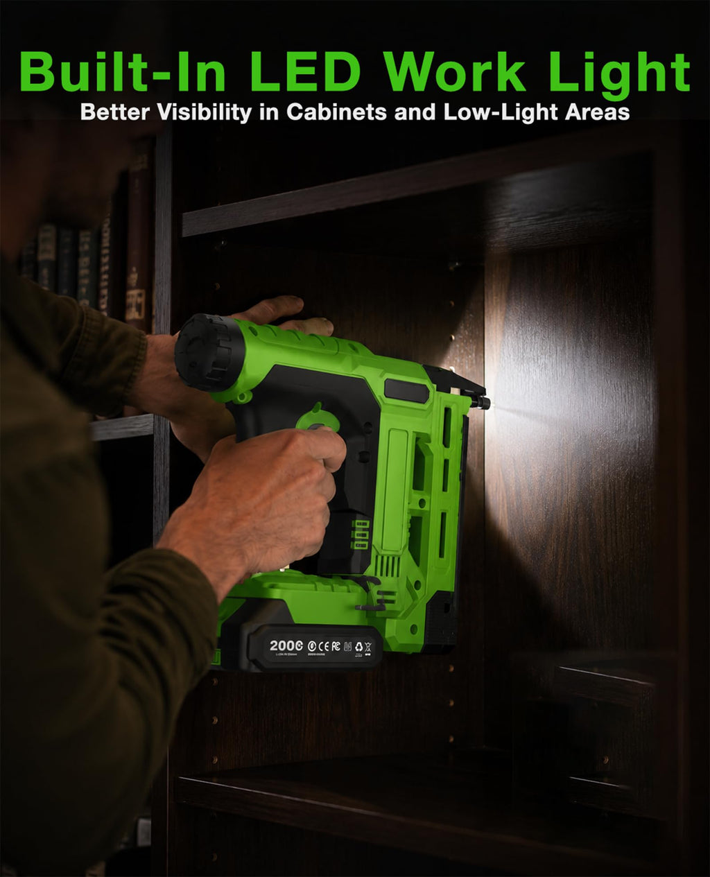 18-Gauge Cordless Brad Nailer 20V 2-in-1 Electric Nail Gun with 2 Batteries W763