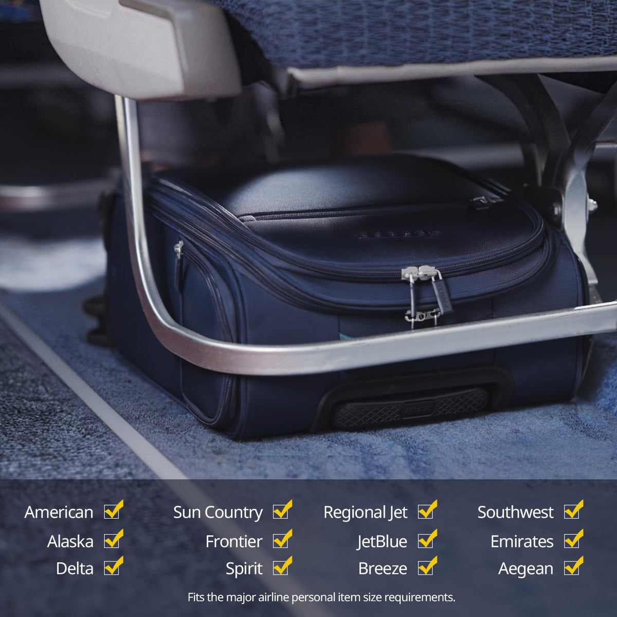 14-Inch Underseat Carry On Luggage with Spinner Wheels & USB Charging Port K92657