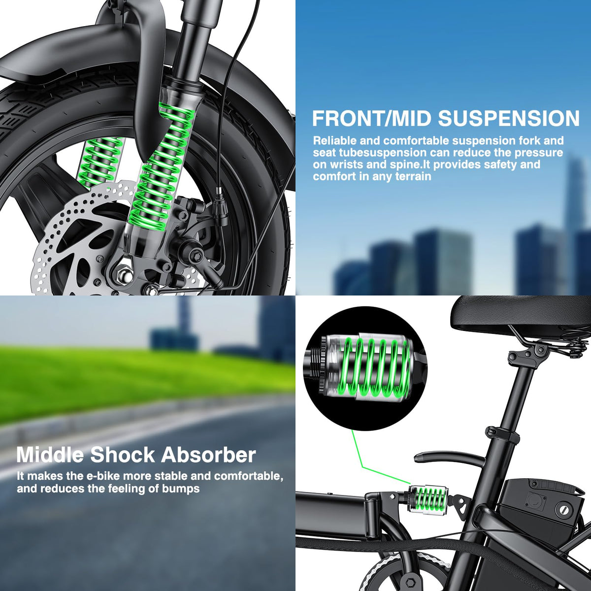 560W Motor 24MPH 32 Miles Range 48V 10Ah Battery 14" Foldable Electric Bike with Basket L630917