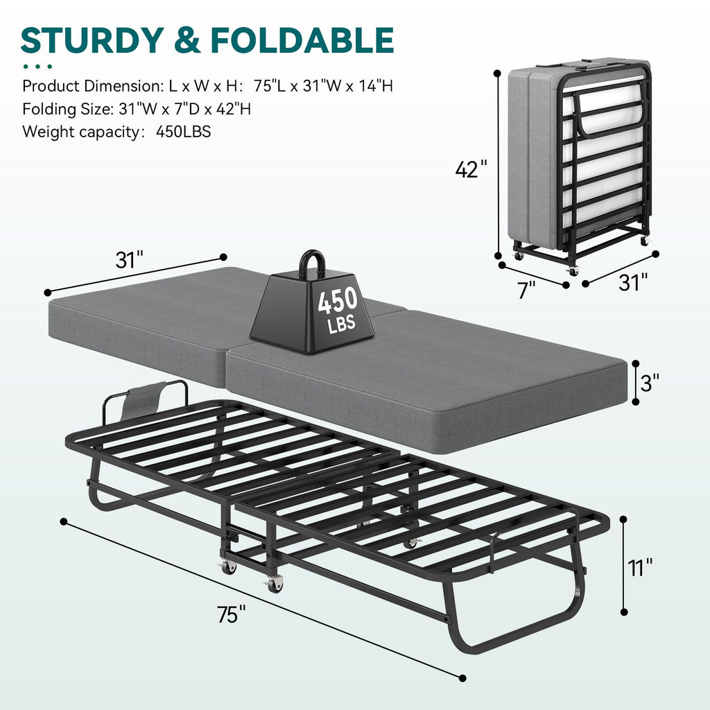 Folding Bed 75" x 31" X2173